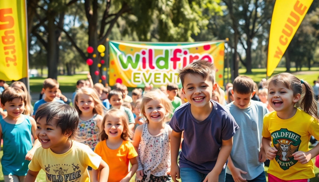 Join the excitement of a wildfire event in Perth with children enjoying laser tag and sports.