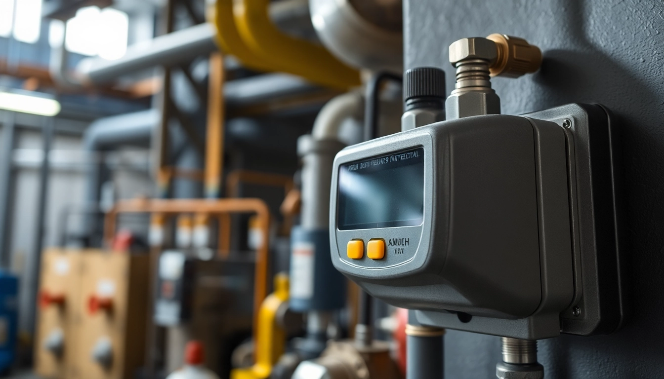 Ammonia detector showcased in an industrial setting with visible calibration features.