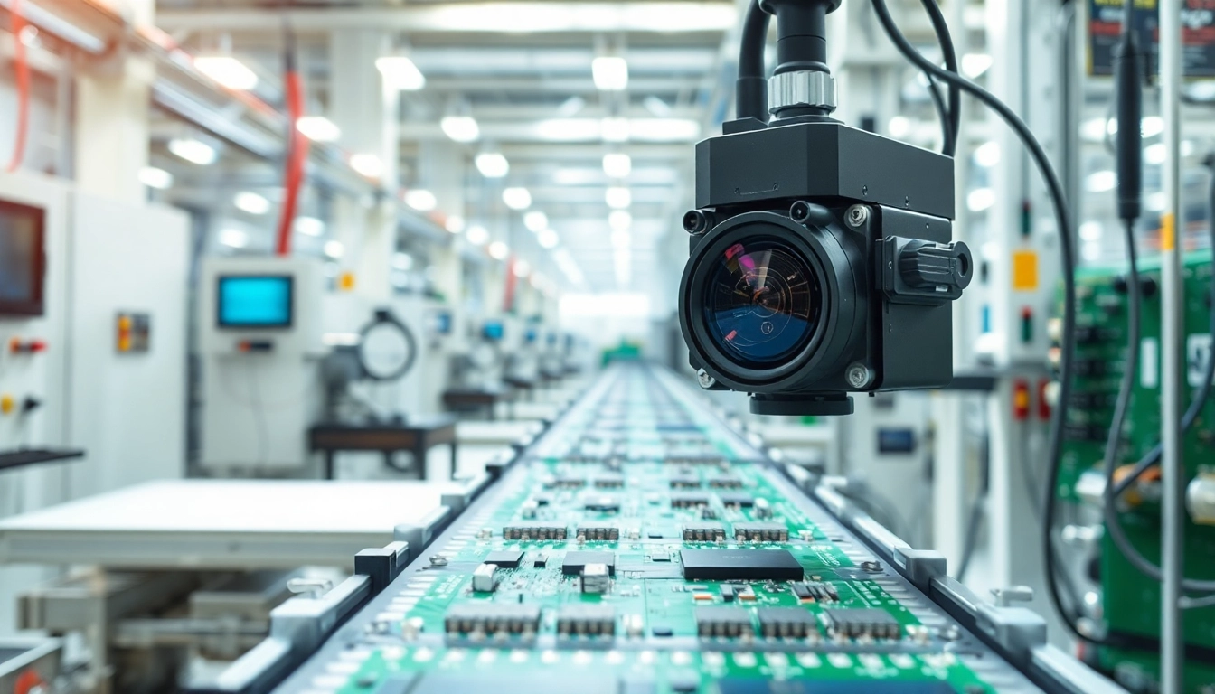 Machine vision technology inspecting electronic components with precision in a modern industrial site.