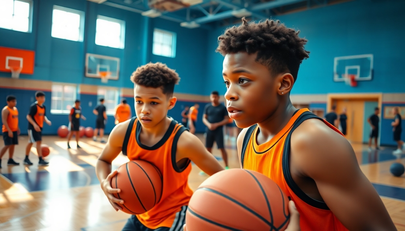 Engaged players training at Takeover Basketball Academy, showcasing teamwork and skill development.