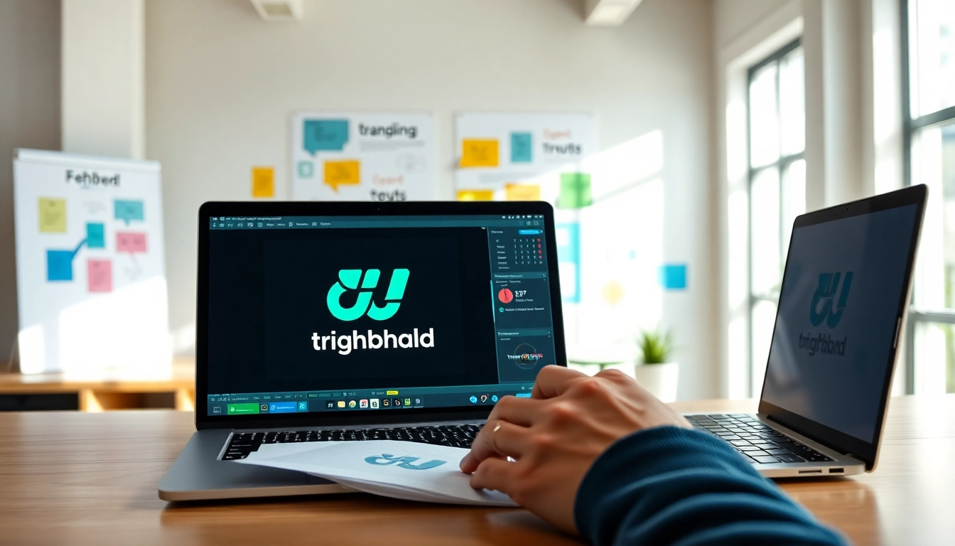 Designing a trademark logo with creativity and professionalism in a modern workspace