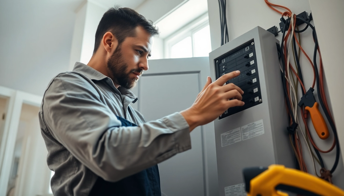 Electrician examining an Electrical Panel Clearwater, showcasing expertise and professionalism.