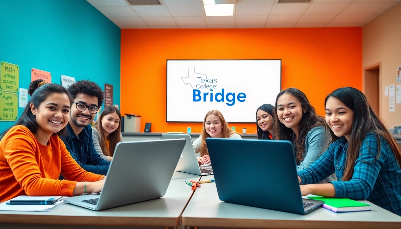 Students engaged in collaborative learning activities with Texas College Bridge, enhancing their college readiness.