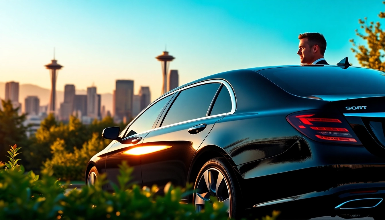 Experience premium car service from Seattle to Vancouver with a luxury vehicle in a scenic setting.