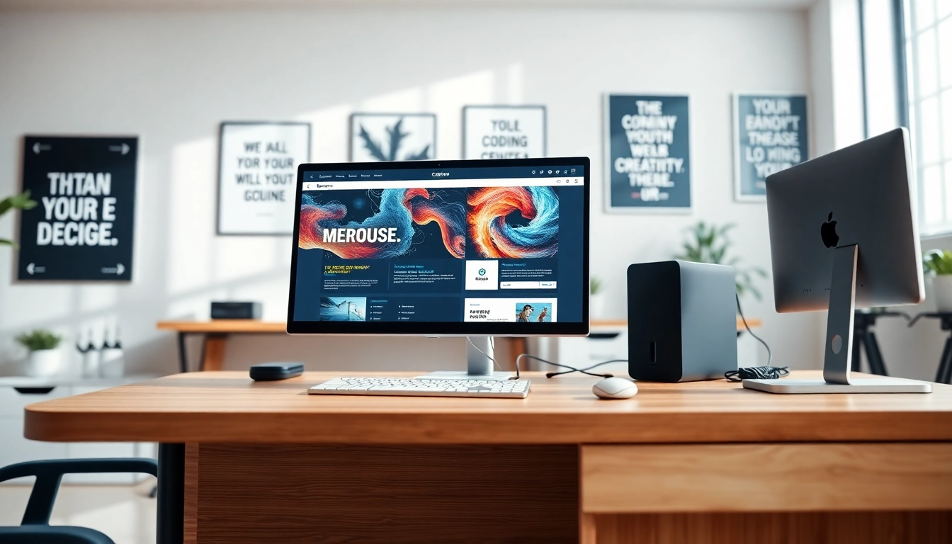 Engaging web development workspace with modern tech and design inspiration.