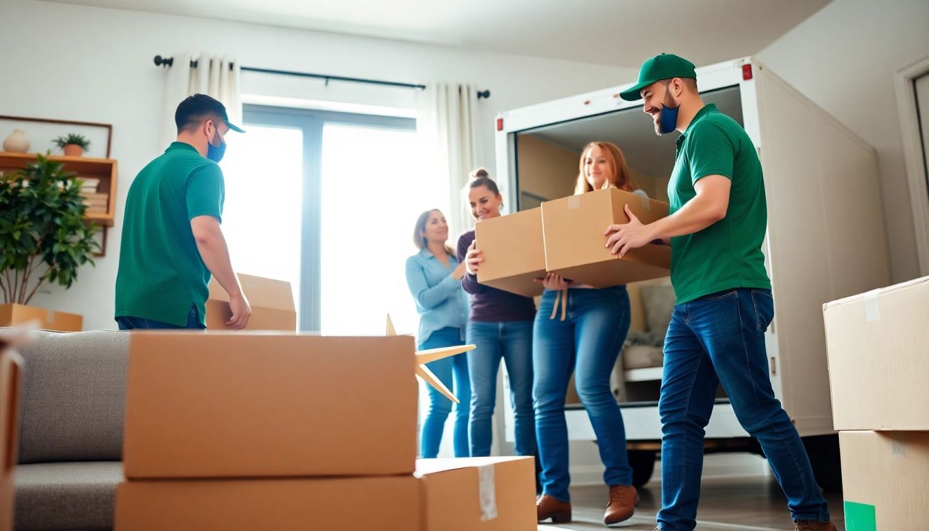 Movers Calgary helping a family with relocation in a bright, professional setting.