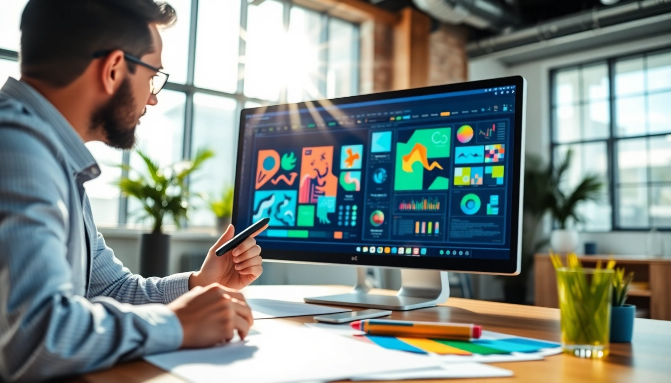Calgary graphic design company facilitating creative collaboration in a modern office.