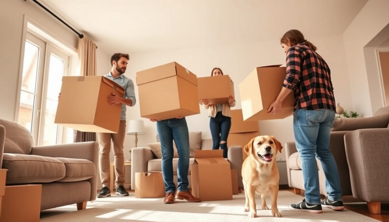 Movers Calgary helping a family relocate, showcasing teamwork and careful handling of belongings.